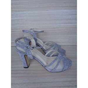 Touch Ups by Benjamin Walk Anya Silver Glitter Platform Sandals Womens Size 6.5